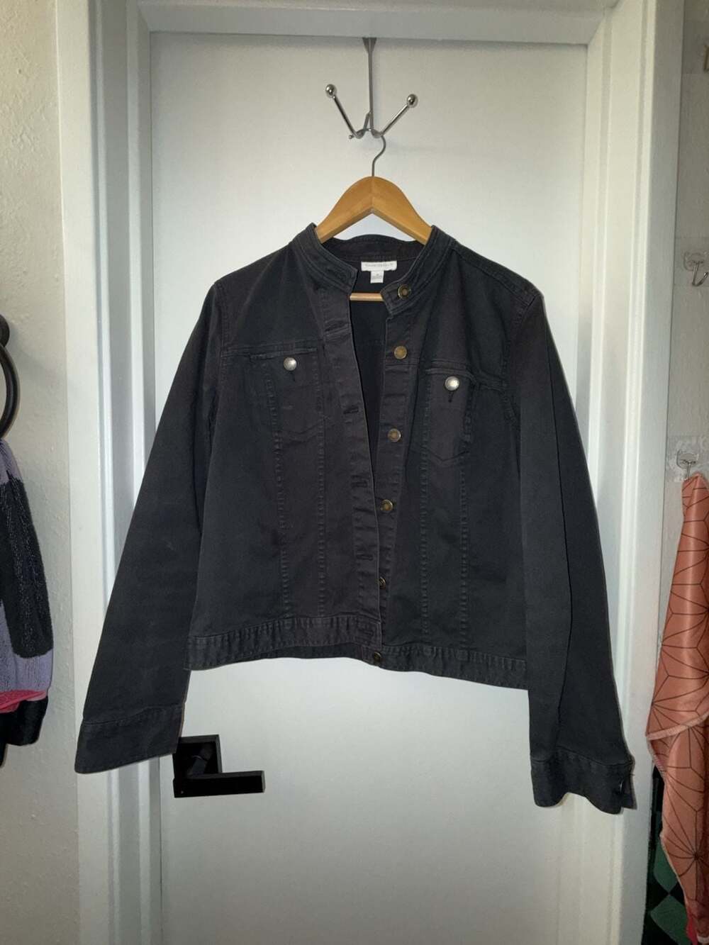Charter Club Black Denim Jacket Size M